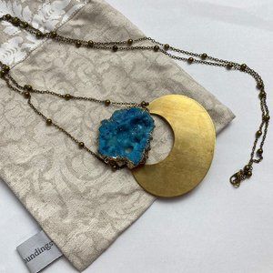 Soft Surroundings Moon & Geode Pendant Necklace